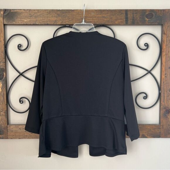 Perception NY Peplum Black Blazer Three Quarter Sleeve Jacket Blazer - Picture 3 of 13